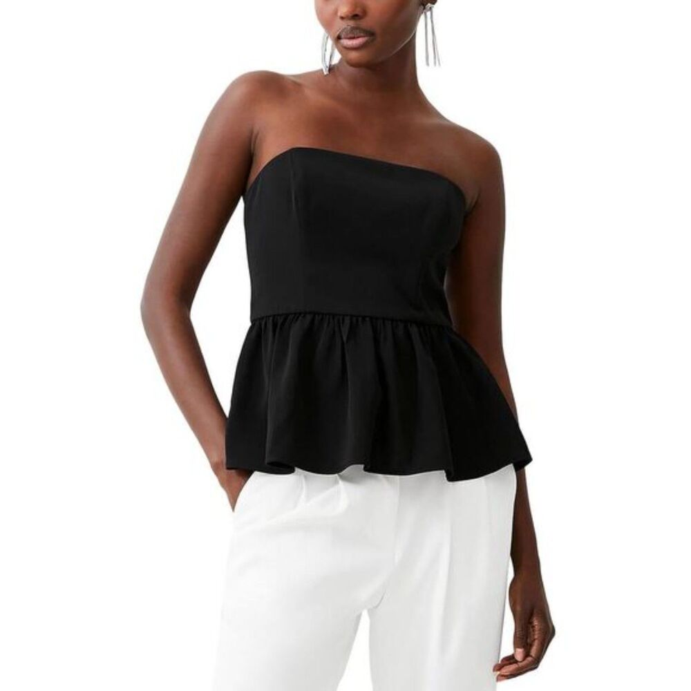 French Connection Strapless Black Peplum Top – Size 0 – NWT